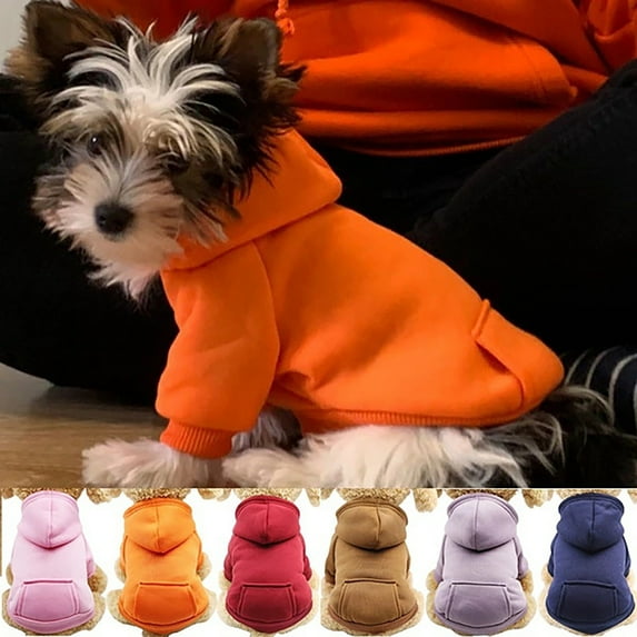 Naierhg Puppy Pet Hooded Sweatshirt Autumn Winter Two-legged Pocket Cat Dog Clothes Orange