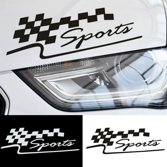 Naierhg SPORT Letter Checkered Racing Flag Removable Car Sticker Auto Reflective Decal White