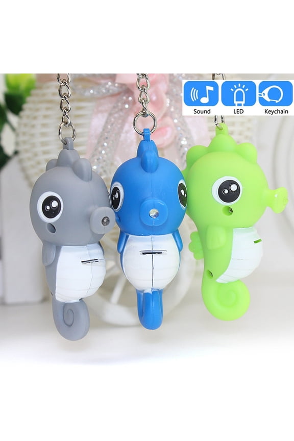 Seahorse Keychain with LED Light Key Ring Holder Bag Car Ornament