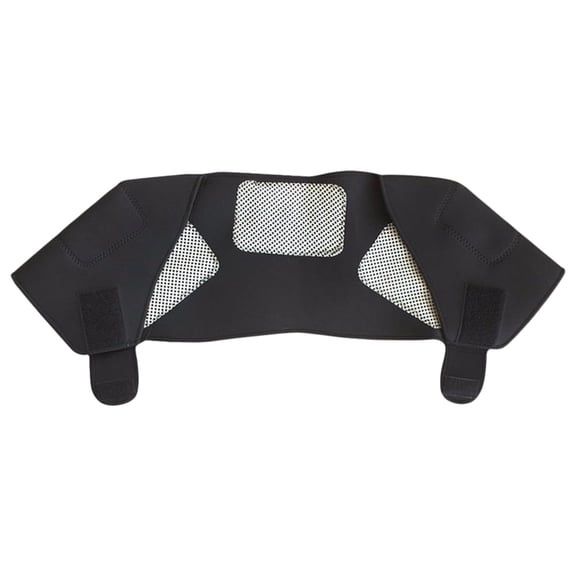 Naierhg Shoulder Pad Self-heating Magnetic Therapy Faux Leather Adjustable Soft Shoulder Strap for Sports