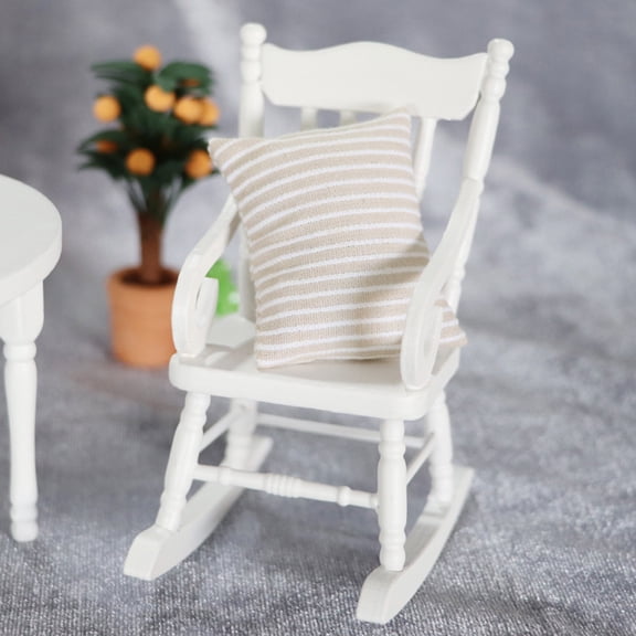 Naierhg Simulation Chair Miniature Best Gift 1/12 Scale Rocking Chair Retro Accessories for Dollhouse