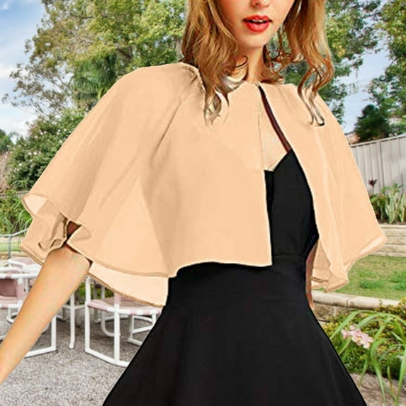 Naierhg Solid Color Front Buttons Closure Loose Type Women Shawl Perspective Anti-UV Women Cape Clothing Accessories