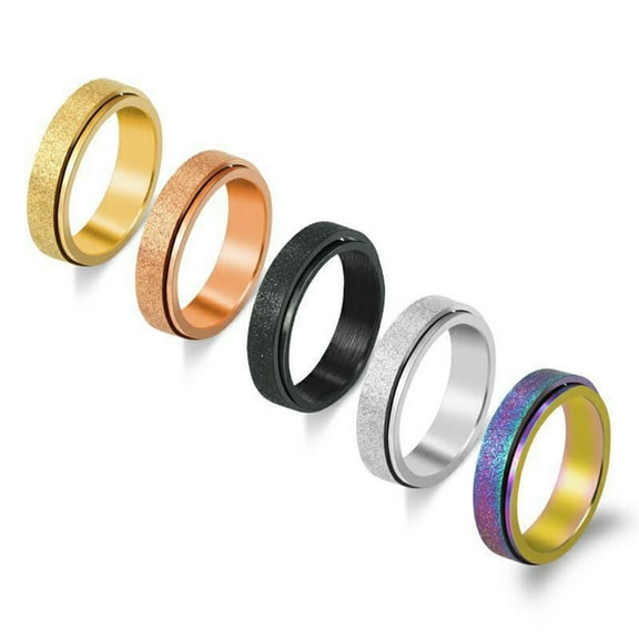 Naierhg Spinner Ring Unisex Popular Stress Relieving Sand Blast Finish Anti-anxiety Fidget Ring Band for Daily Dress