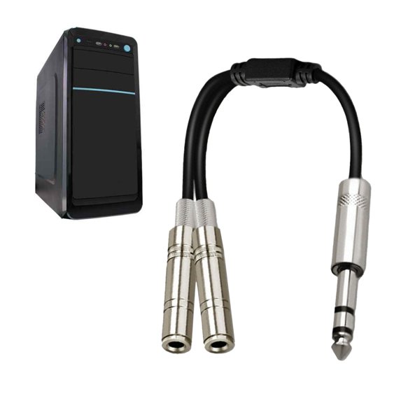 Naierhg Splitter Cable Portable Plug Play PVC 6.35mm Male to Dual Female Adapter Cable A