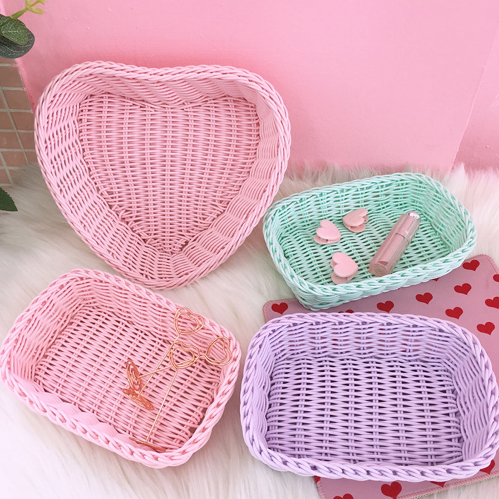 Naierhg Storage Basket Exquisite Shape Large Capacity PP Colorful Sundry Storage Organizer Box Photography Prop for Home