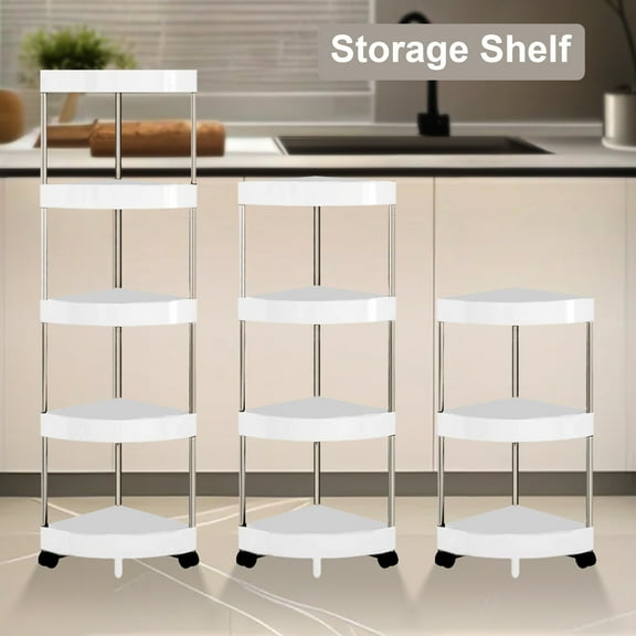 Naierhg Storage Rack Rolling Cart with Multiple Layers Large Capacity 360-Degree Wheels Design Floor-standing Bathroom Corner Triangle Shelf