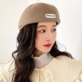 thumbnail image 1 of Naierhg Stylish Knitted French Beret Hat Breathable Solic Color Spring Autumn Retro Beret Cap for Women Girls Painter for Winter Grey, 1 of 8