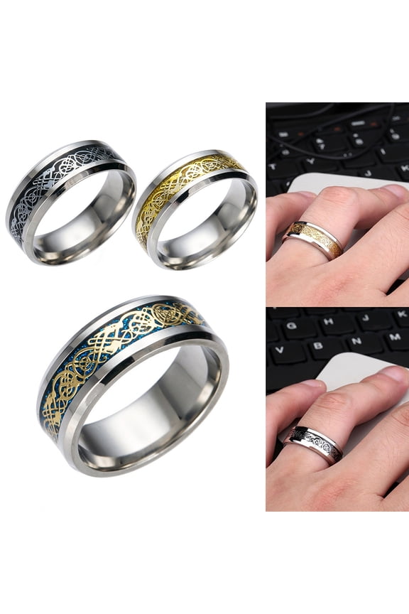 Stylish Men Titanium Steel Smooth Surface Wedding Band Finger Ring Jewelry Gift Black + Silver