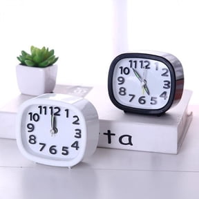 Naierhg Table Clock Low Noise Multi-functional Round Small Bedside Analog Alarm Clock for Daily Use