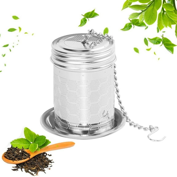 Naierhg Tea Infuser Food Grade Stainless Steel High Temperature Resistant Loose Tea Strainer Tea Diffuser Filter with Drip Trays And Chain Hook Tea Steeper Basket for Teapot Mug Cup