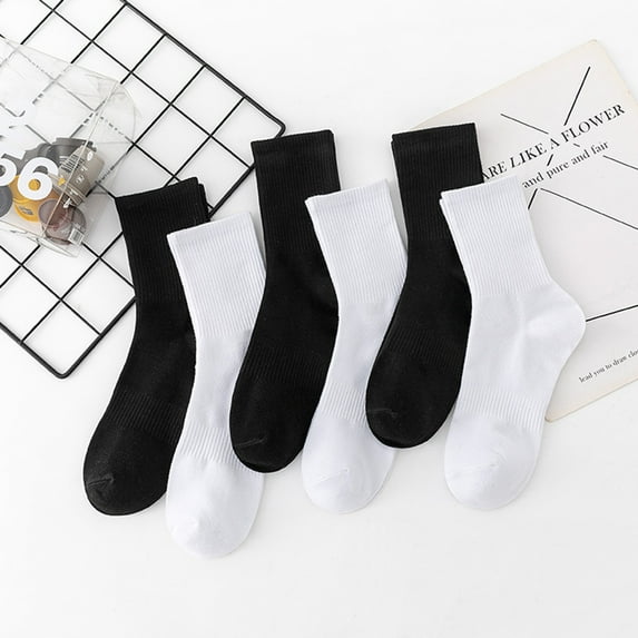Naierhg Thermal socks 1 Pair Cotton Socks Elastic Sweat-absorbent Non-slip Breathable Solid Color Coldproof All Seasons Men Women Casual Mid-Tube Socks Daily Wear White