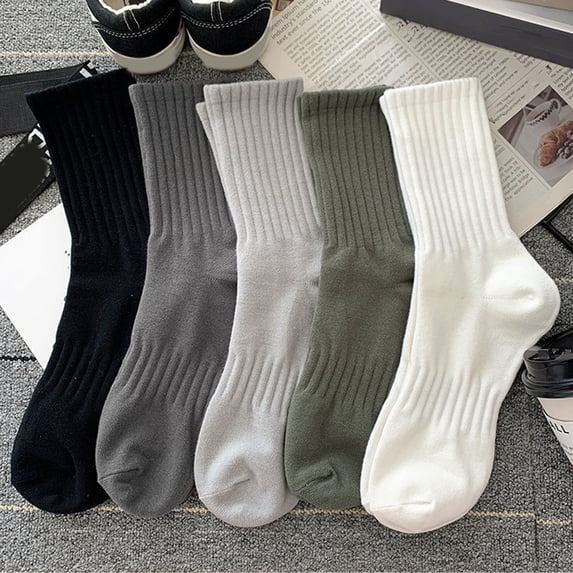 Naierhg Thermal socks 1 Pair Unisex Socks Pure Color Knitted Mid-tube Ankle Protection Soft High Elasticity Anti-slip Warm No Odor Sweat Absorption Adult Four Seasons Sports Socks Green
