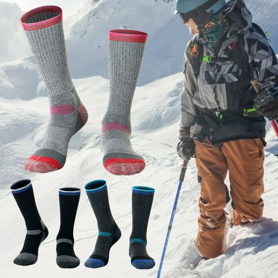 Naierhg Thermal socks 1 Pair Unisex Winter Thermal Thickened Sports Snowboarding Skiing Long Socks Blue