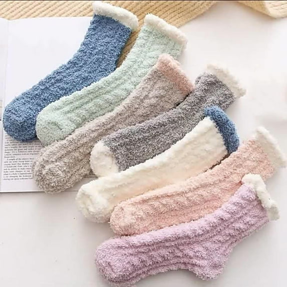 Naierhg Thermal socks 1 Pair Warm Keeping Women Socks Thickened Polyester Trendy Classic Winter Stockings for Daily White