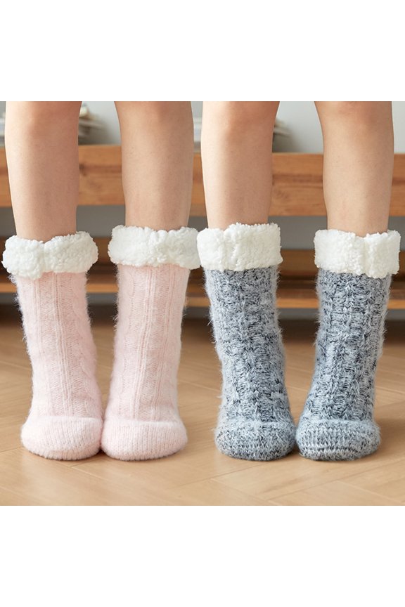 Thermal socks 1 Pair Women Socks Dot Plush Autumn Winter Sweet Lightweight Floor Socks for Living Room 3
