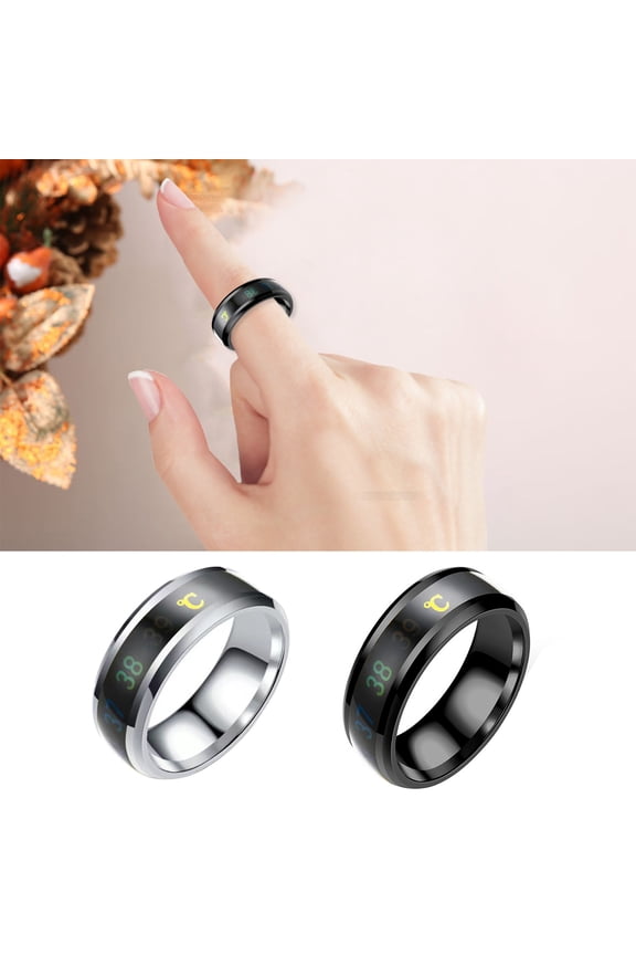 Titanium Steel Wedding Band Intelligent Body Temperature Sensing Ring Personal Health Men Women Ring