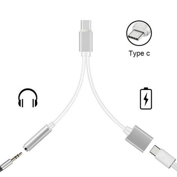 Naierhg USB Type-C Male to 3.5mm Earphone Audio Charging Splitter Adapter Cable Rose Gold