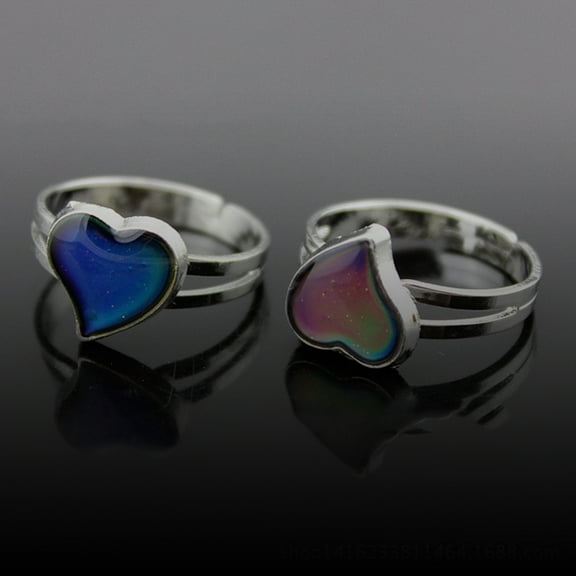 Naierhg Unisex Fashion Heart Shape Color Changeable Mood Jewelry Lovers Couple Ring A