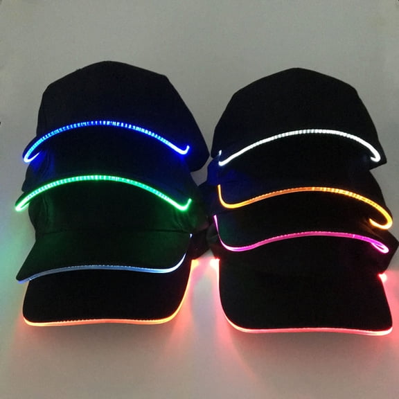 Naierhg Unisex Solid Color LED Luminous Baseball Hat Christmas Party Peaked Cap