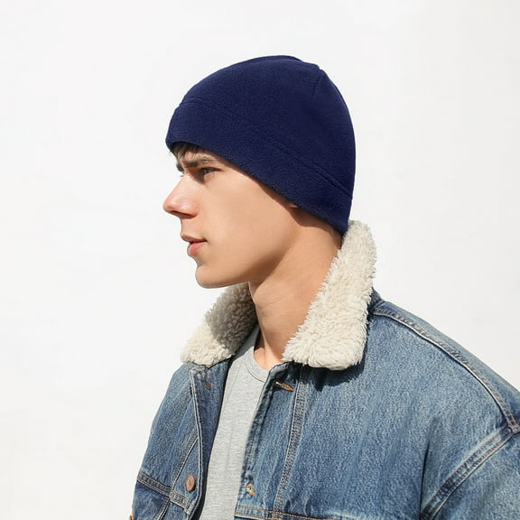 Naierhg Unisex Winter Fall Hat High Elasticity Solid Color Elastic Anti-slip Regular Fit Soft Warm Windproof Hip Hop Polar Fleece Beanie Outdoor Cycling Cap for Winter Black