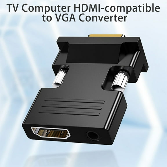 Naierhg VGA Converter No Driver Required Audio Output Support High-Resolutions TV Computer -compatible to VGA Converter Black