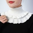 thumbnail image 1 of Naierhg Winter Scarf Autumn Winter Women Fake Collar Ruffles Turtleneck Double Layered Solid Color Coldproof Knitting False Collar Wrap Scarf for Daily Wear Navy Blue, 1 of 7