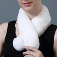 thumbnail image 1 of Naierhg Winter Scarf Cross Scarf Faux Rabbit Fur Fuzzy Thickened Pompoms Soft Cold Resistant Solid Color Autumn Winter Women Neck Warmer Collar Scarf for Outdoor Red, 1 of 8