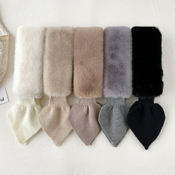 Naierhg Winter Scarf Thickened Warm Wide Noble Thermal Scarf Women Autumn Winter Imitation Rabbit Fur Scarf Beige