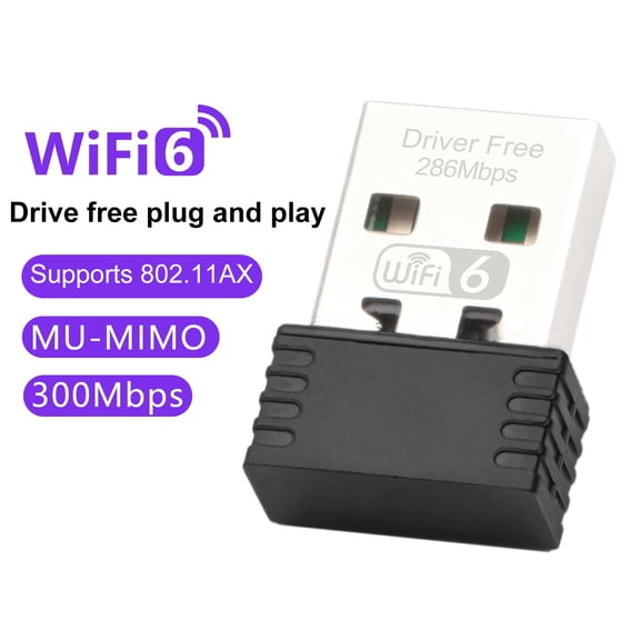 Naierhg Wireless USB WiFi Adapter WiFi 6 Receiver Drive-free 300Mbps High-speed Transmission Strong Signal