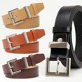 thumbnail image 1 of Naierhg Women Belt Geometric Square Buttons Jeans Belt Adjustable Length Multi Holes Imitation Leather Waistband Black, 1 of 7