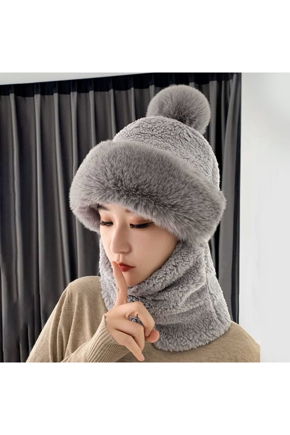 Women Hat Durable Windproof Winter Scarf Hat Set Soft Comfortable Plush Warm Hat for Cold Weather Outdoor for Winter Light Khaki