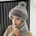 thumbnail image 1 of Naierhg Women Hat Durable Windproof Winter Scarf Hat Set Soft Comfortable Plush Warm Hat for Cold Weather Outdoor for Winter Pink, 1 of 8