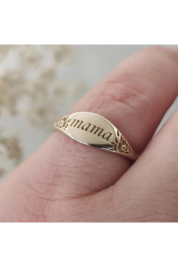 Women Mama Engraved Ring Family Anniversary Birthday Mothers Day Jewelry Gift
