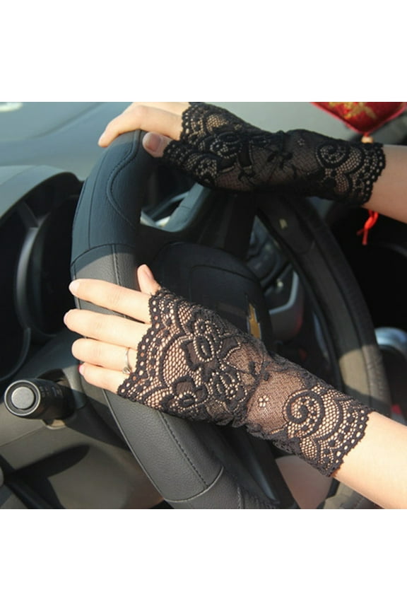 Women Sexy Fingerless Lace Driving Sunscreen UV Protection Wedding Party Gloves