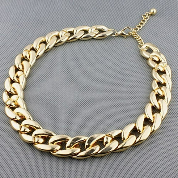 Naierhg Women Simple Punk Style Cut Link Chain Choker Shiny All Match Necklace Jewelry