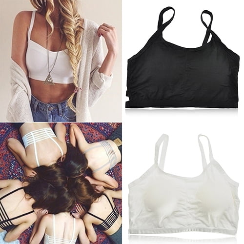 Naierhg Women's Sexy Bralette Caged Back Cut Out Strappy Padded Bra Bralet Vest Crop Top