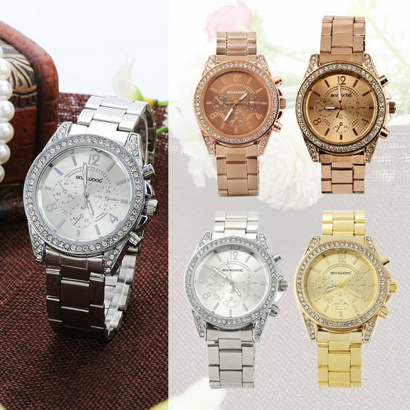 Naierhg Women's Shiny Rhinestone Stainless Steel Analog Quartz Wrist Watch