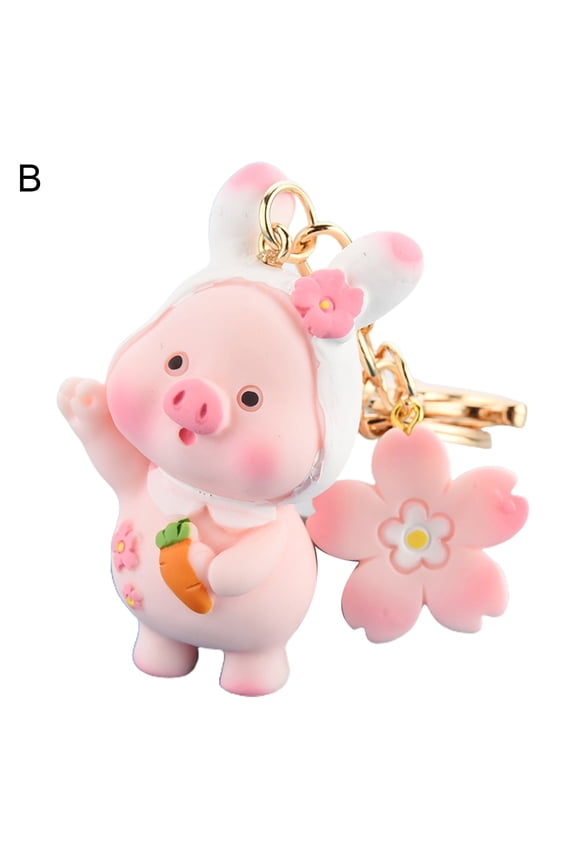 Animal Pig Keychain Key Ring Piggy Pendant Car Keyring Bag Decor Gift