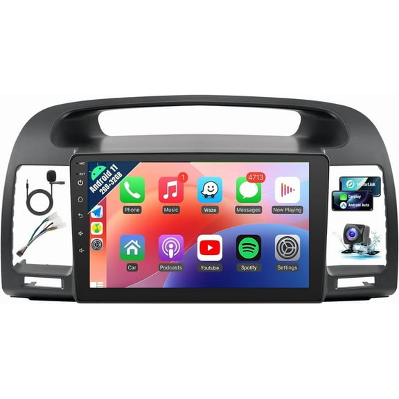 Android Car Stereo for Toyota Camry 2002 2003 2004 2005 2006 Radio, 9inch Touch Screen for Toyota Camry Car Radio with Carplay Android Auto Bluetooth WiFi GPS SWC Camera(Non-J.B.L Version)