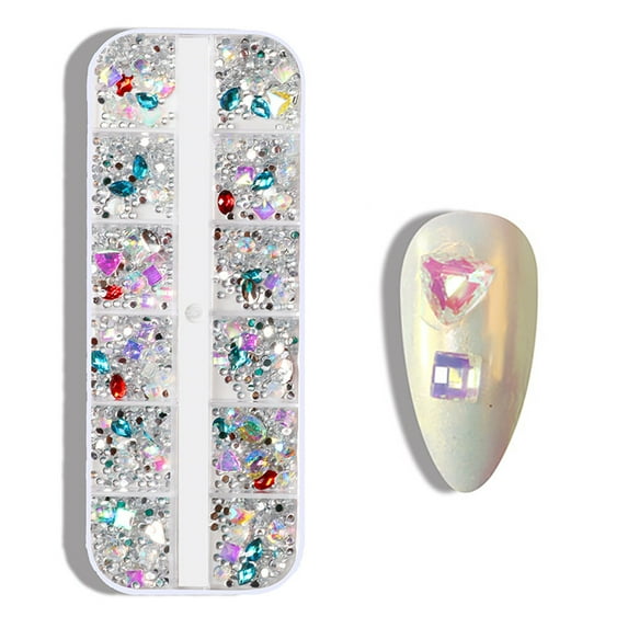 Nail Accessories Fingernail Stickers Shiny Charms Gem Jewelry Enhancing Nail Beauty for Halloween Various Sizes and Styles in Transparent Boxes
