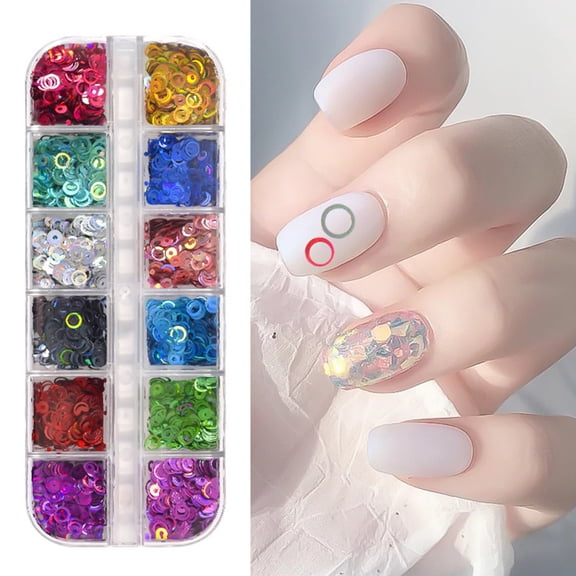 Nail Accessories Round Nail Arts Sequins 12 Colors Glitter Stickers Flake Decal Decorations for DIY Jewelry Pendant Craft Making