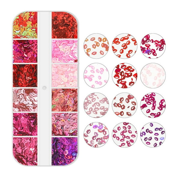 Nail Accessories Valentine’s Day Art Sequins Glitter Long Lips Letter Decoration Nail Sequins for Festive Nail Designs