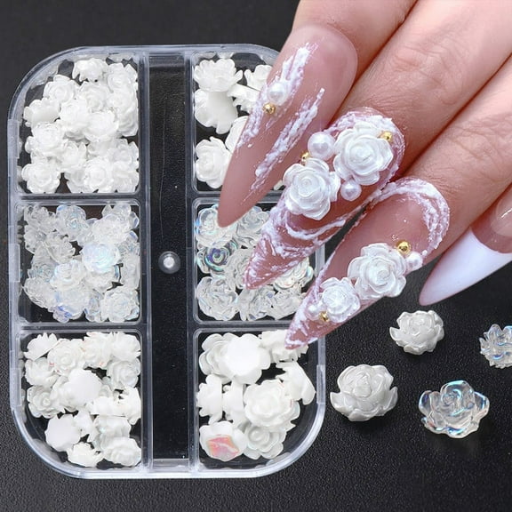3D Acrylic Flower Nail Charms Elegant Camellia Design Wedding Jewelry for DIY Manicure Decorations