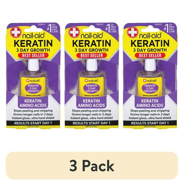 (3 pack) NailAid 3 Day Growth Keratin Amino Acids Formula, 0.55 Fl Oz