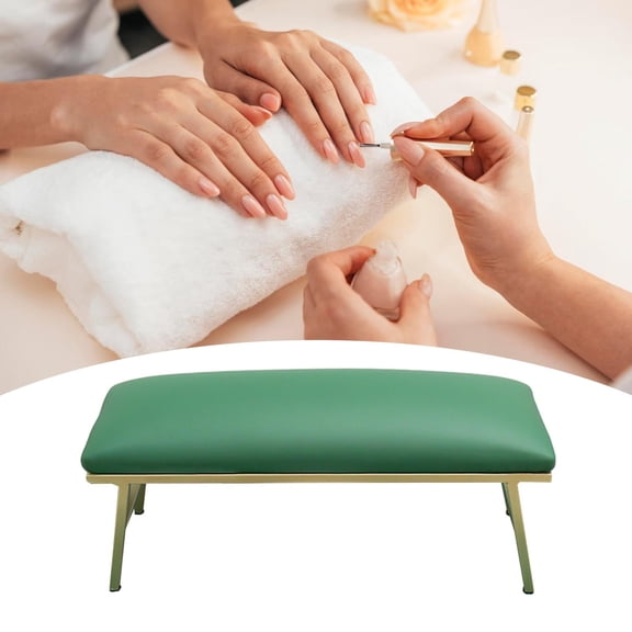 Nail Arm Rest Manicure Tool, Metal, Comfortable, Non Slip, Manicure Hand Rest Accessories for Salon Home Manicurist Nail Art Nail Technician Use Green