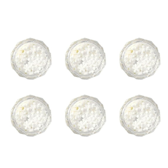 Nail Art 3D Acrylic Flower Nail Art Small White Flower Five Petal Flower Resin Small Steel Ball Nail Art Accessories Nail Design for DIY Nail Art Decoration