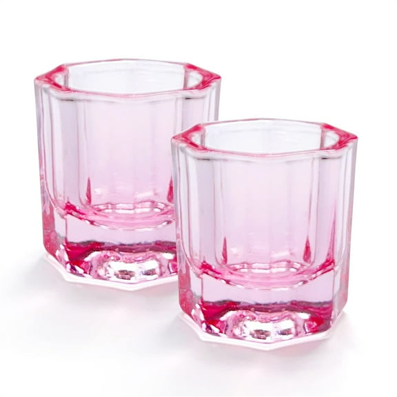 Nail Art Acrylic Liquid Cups ,Triani Small Octagonal Crystal Glass Cup,Acrylic Glass Jar Dampen Dish Liquid Cup for Nail Art Manicure Care Tools,Liquid Holder Nail Supplies,2 Pcs