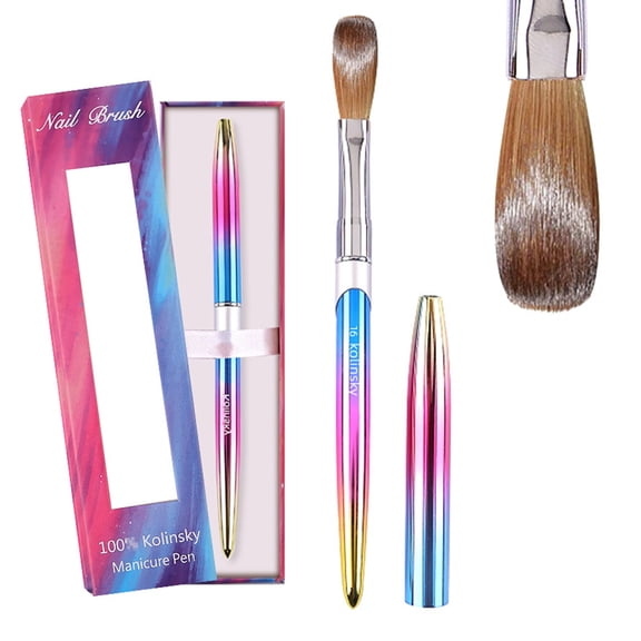 Nail Art Brush-Kolinsky Nail Brushes For Acrylic Application, Acrylic Powder Brush For Nail Art (#8,10,12,14,16) - #16