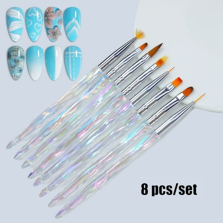 Nail Art Brushes, Nail Dotting Pens, 8PCS Acrylic Gel Brush Set for Nail Design, Thin Nail Liner Brush for Home and Salon Use, Comfortable Handle, Precision Painting Tools