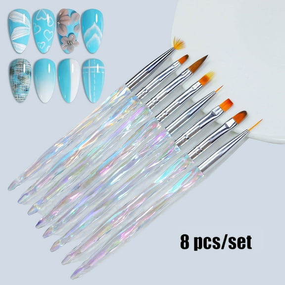 Nail Art Brushes, Nail Dotting Pens, 8PCS Acrylic Gel Brush Set for Nail Design, Thin Nail Liner Brush for Home and Salon Use, Comfortable Handle, Precision Painting Tools